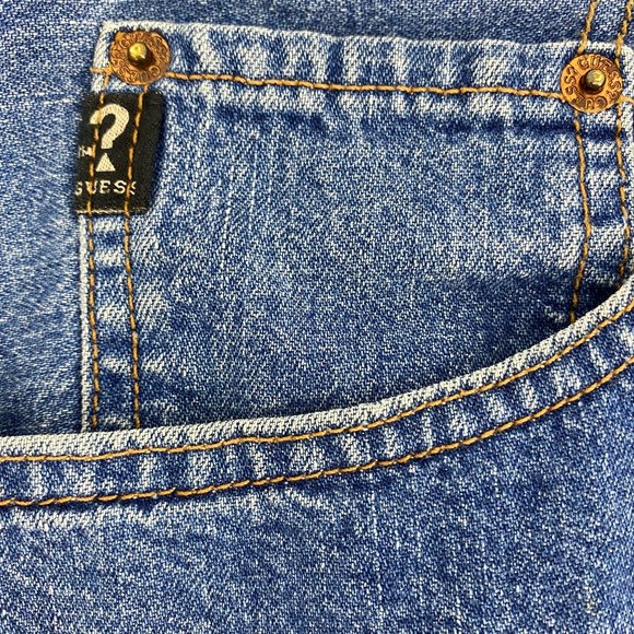 VTG RARE GUESS Black Patch Logo Denim Jeans - Picture 7 of 15